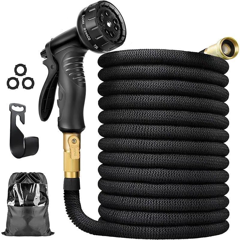 Expandable Garden Hose with 8-Spray Nozzle and Tangle-Resistant Design, 100ft Length