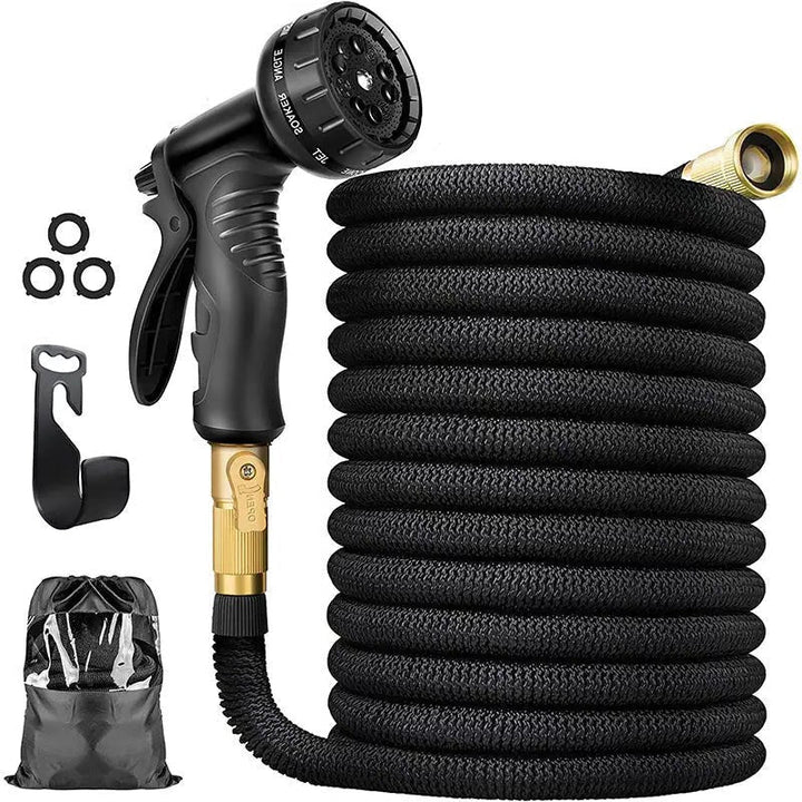 Expandable Garden Hose with 8-Spray Nozzle and Tangle-Resistant Design, 100ft Length
