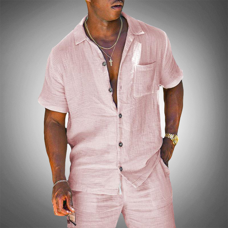 Breathable Linen Shirt and Trousers Set for Men