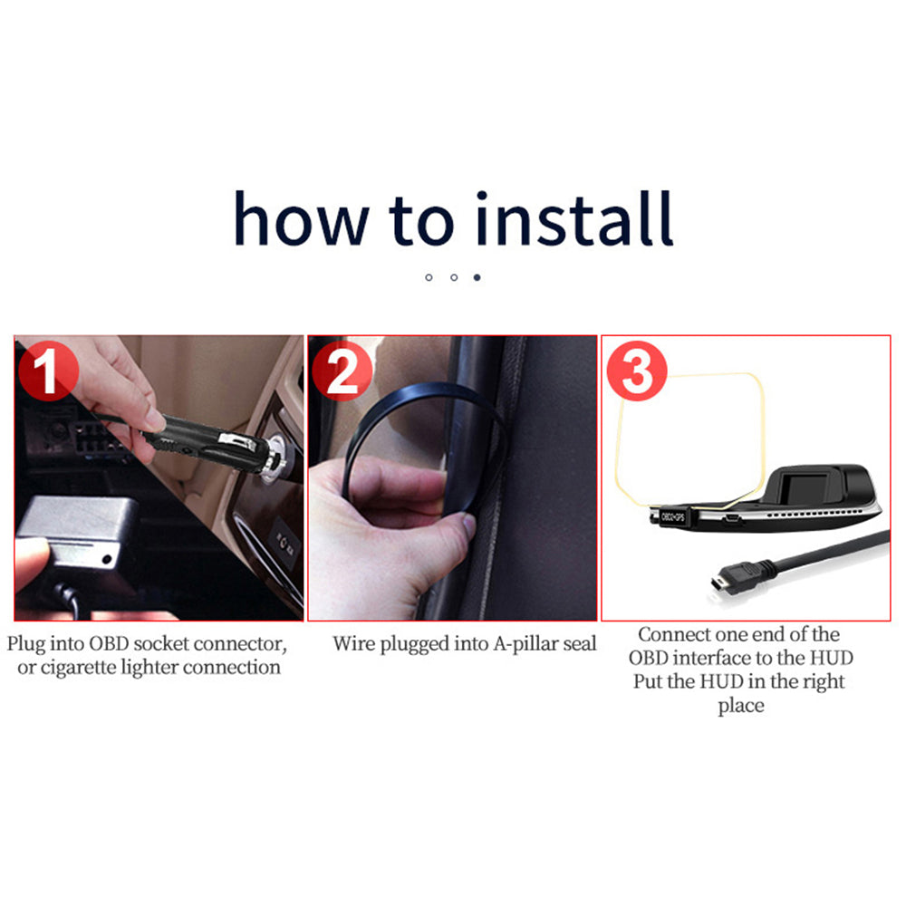 Head Up Display with GPS Navigation and Speed Monitoring, Auto Brightness
