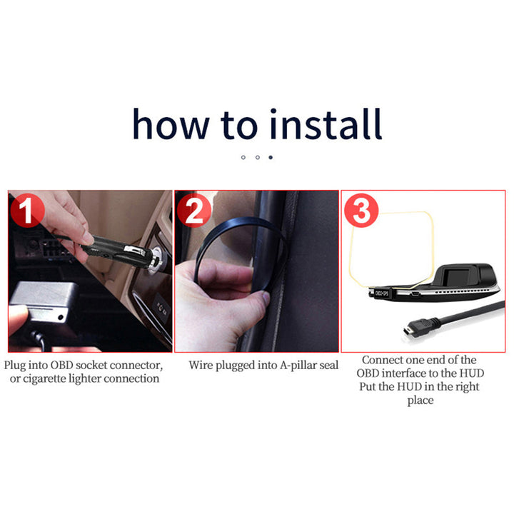 Head Up Display with GPS Navigation and Speed Monitoring, Auto Brightness