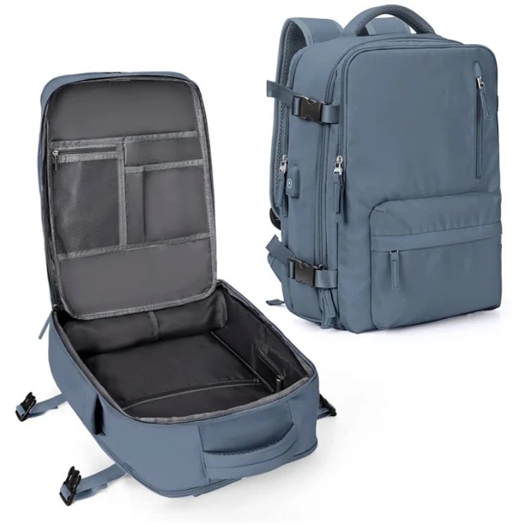 Travel Backpack with External Charging Port and Laptop Compartment, 35L Capacity
