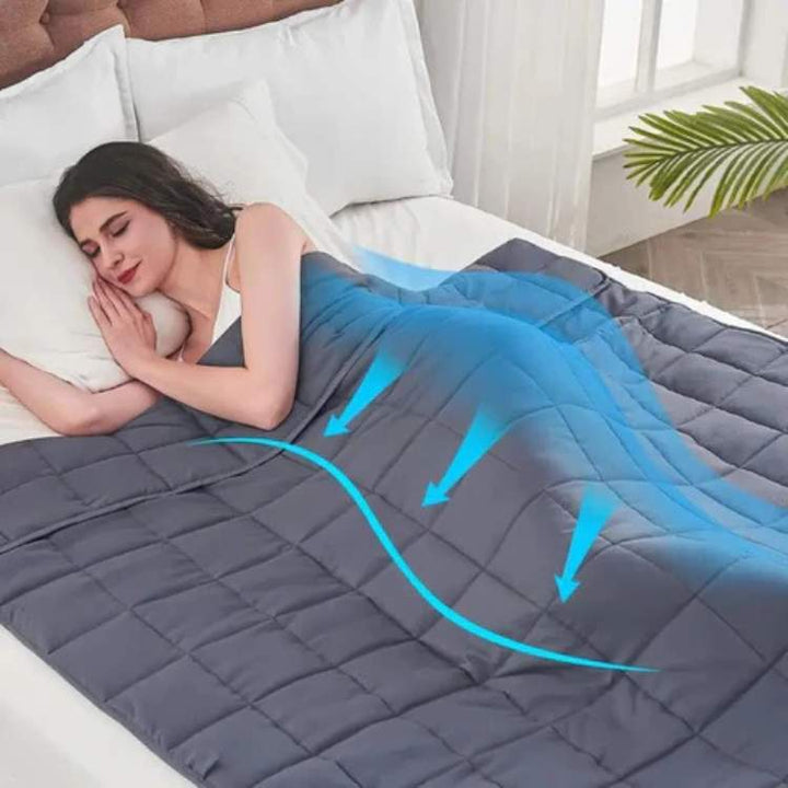 Weighted Blanket with Stitched Pockets and Breathable Zippered Cover, Textured Finish