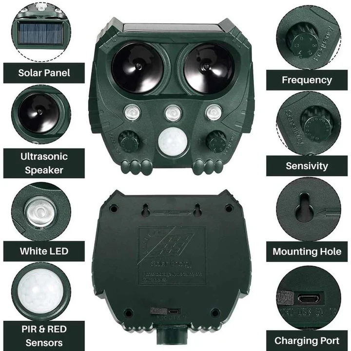 Ultrasound and Noise Sonar Repellent Deterrent