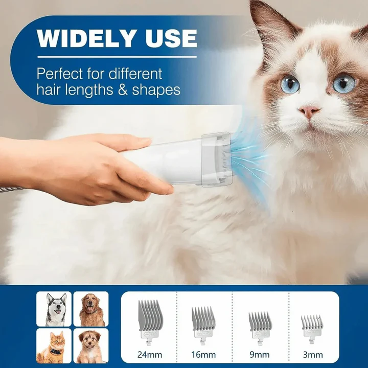 Low-Noise Dog Grooming Vacuum with Full Pet Hair Clippers and Brush Kit