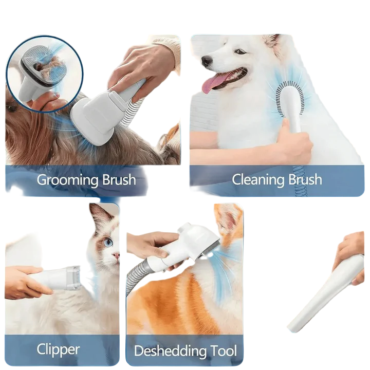 Low-Noise Dog Grooming Vacuum with Full Pet Hair Clippers and Brush Kit