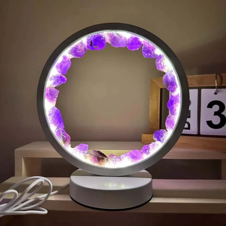 Healing Stone Night Lamp with Crystal Column Design