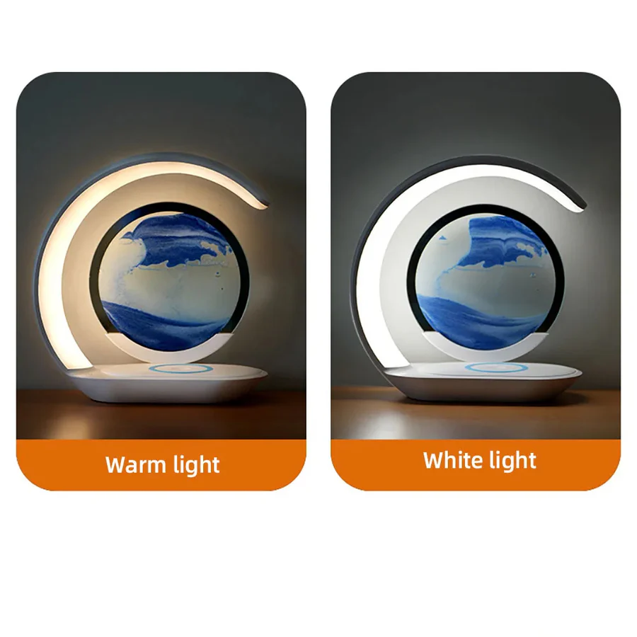 3D Sand Art Table Lamp with Wireless Charger