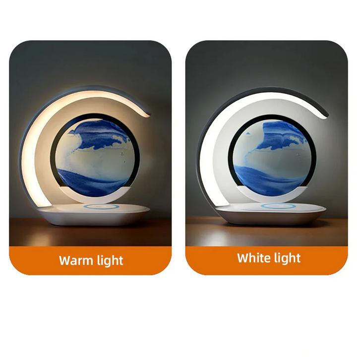 3D Sand Art Table Lamp with Wireless Charger