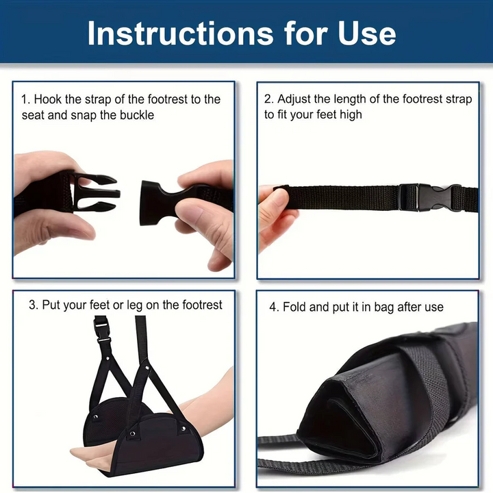 2-Pack Foot Hammock, Portable Travel and Under-Desk Leg Rest with Adjustable Straps