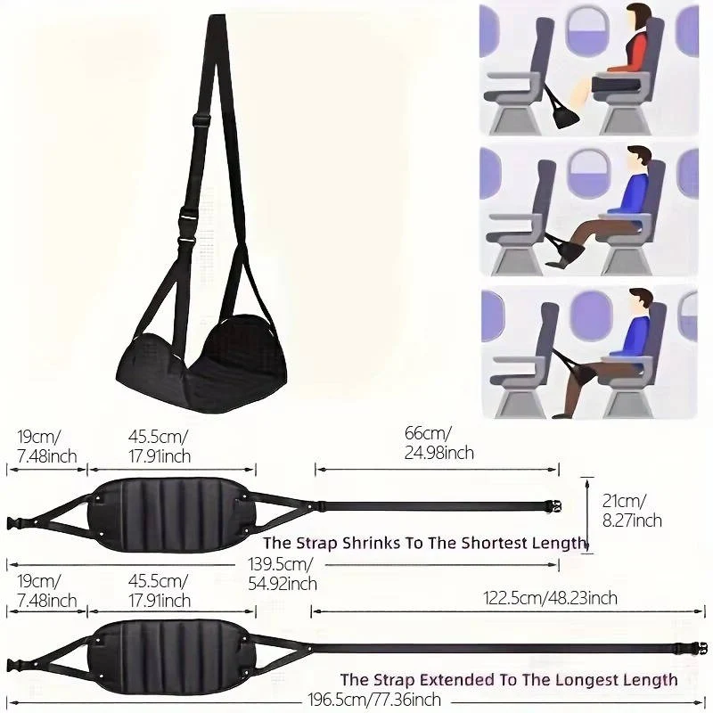 2-Pack Foot Hammock, Portable Travel and Under-Desk Leg Rest with Adjustable Straps