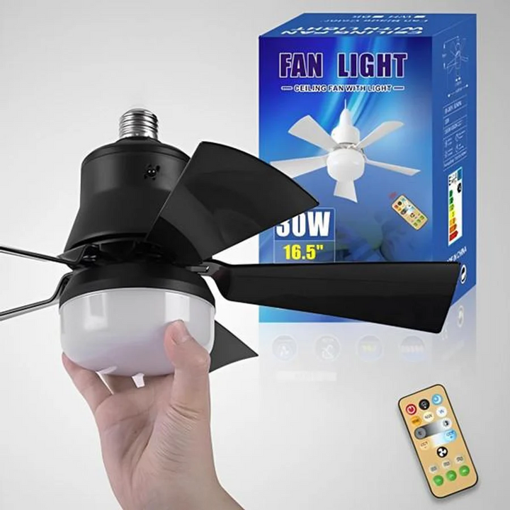 Ceiling Light Fan with LED, E27 Socket Mount with Remote Control
