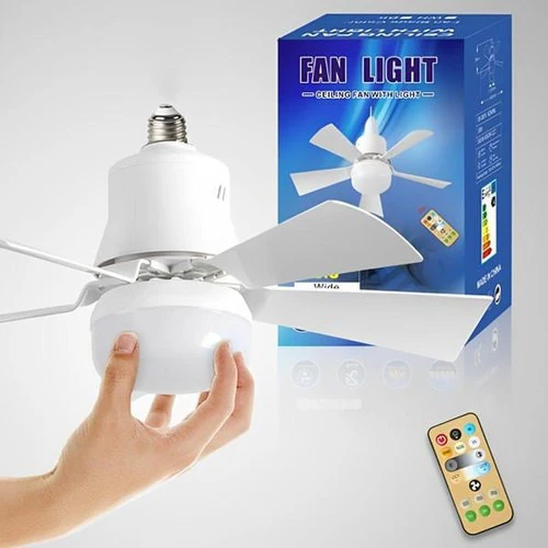 Ceiling Light Fan with LED, E27 Socket Mount with Remote Control