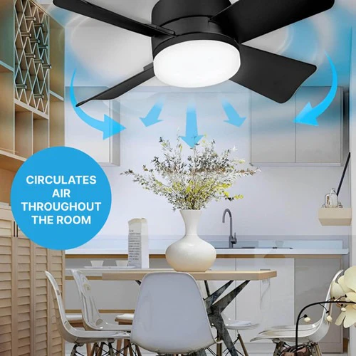 Ceiling Light Fan with LED, E27 Socket Mount with Remote Control