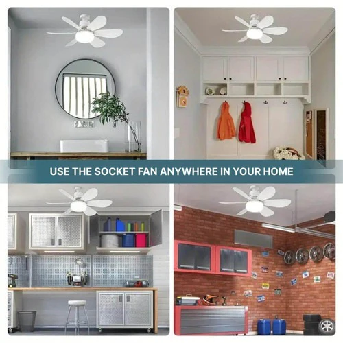 Ceiling Light Fan with LED, E27 Socket Mount with Remote Control
