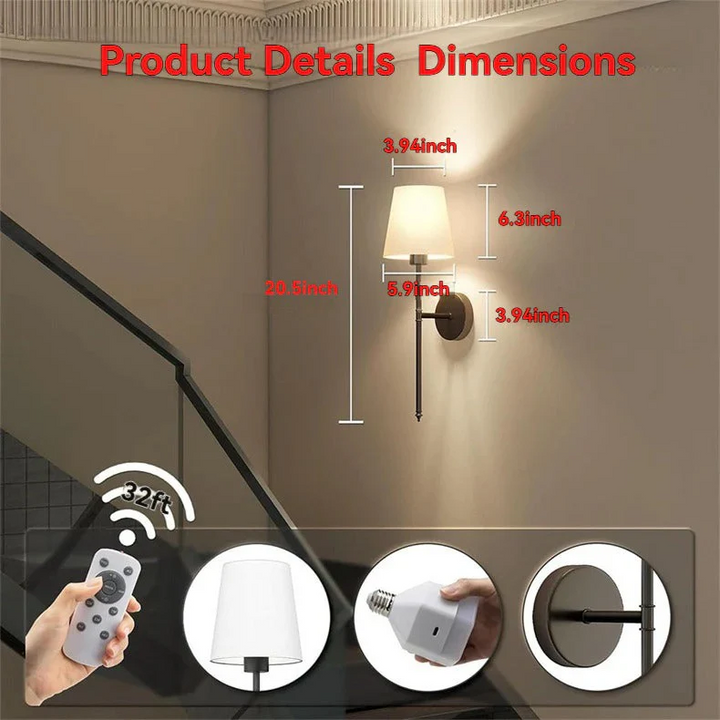 Wireless Wall Lights, Pack of 2