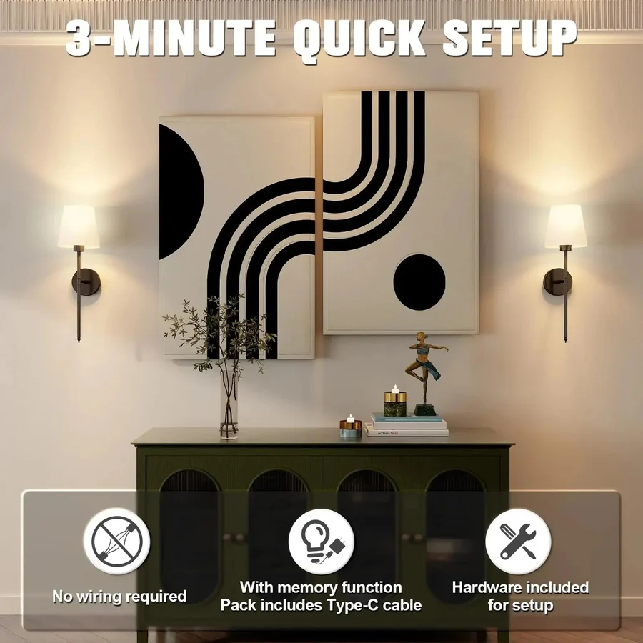 Wireless Wall Lights, Pack of 2