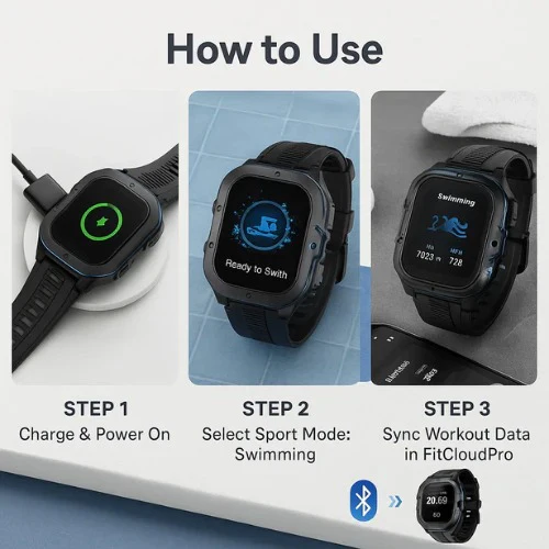 Waterproof Smartwatch,  Fitness Tracking, Bluetooth 5.0