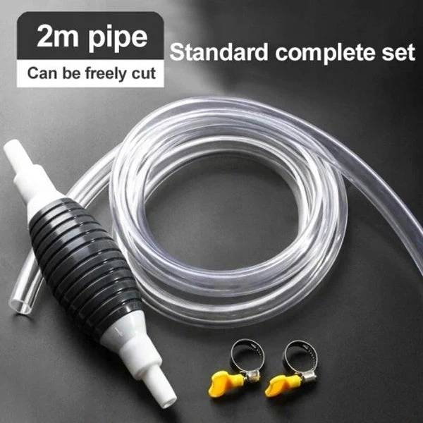 Manual Transfer Pump, Hand-Operated Liquid Pump with Flexible Hose for Fuel, Oil, and Water