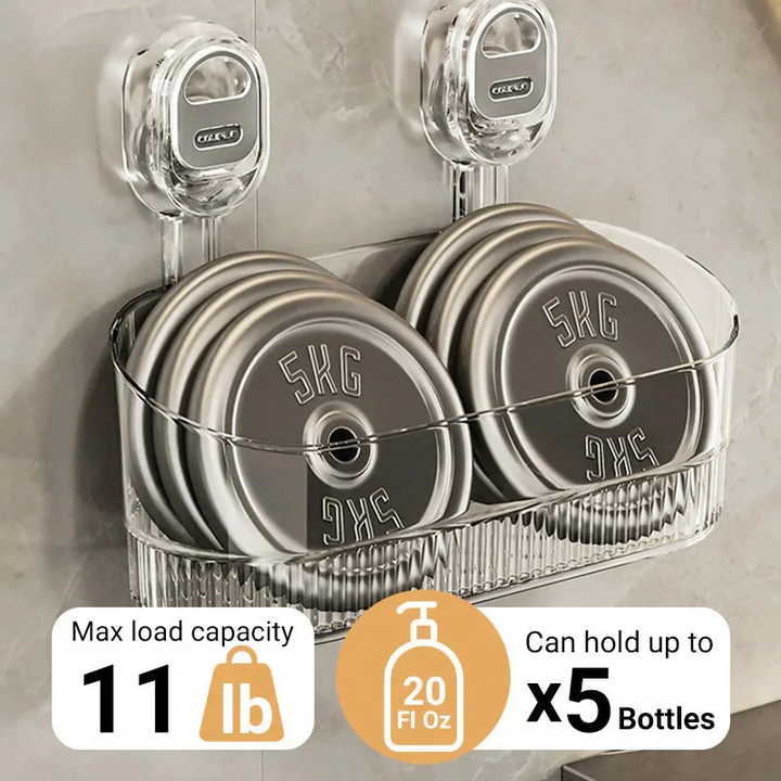 Multipurpose Suction Cup Bathroom Storage Rack with 11lbs Capacity