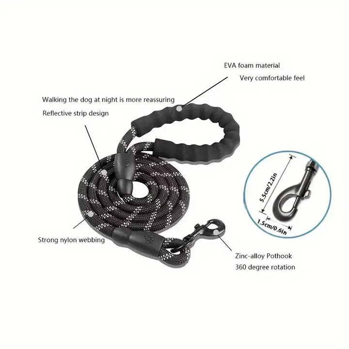 Reflective Dog Leash with Comfortable Padded Handle