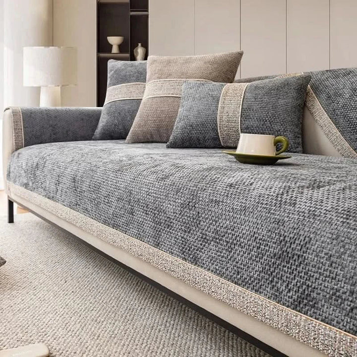 Polyester Sofa Cover with Non-Slip Backing and Machine Washable Care