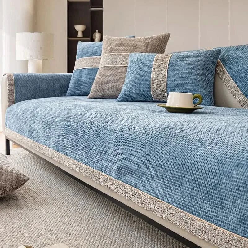 Polyester Sofa Cover with Non-Slip Backing and Machine Washable Care