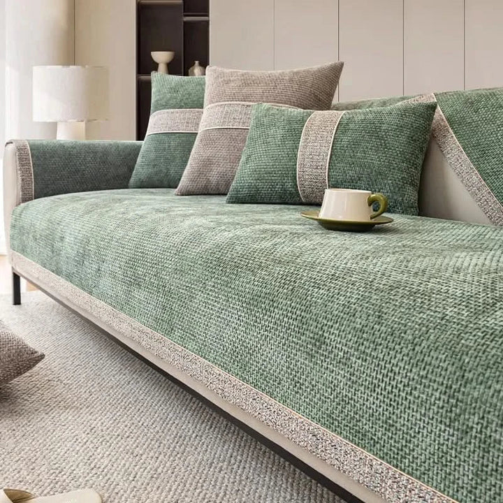 Polyester Sofa Cover with Non-Slip Backing and Machine Washable Care