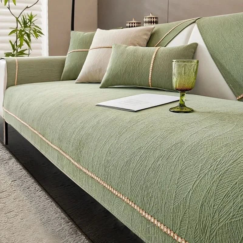 Polyester Sofa Cover with Non-Slip Backing and Machine Washable Care