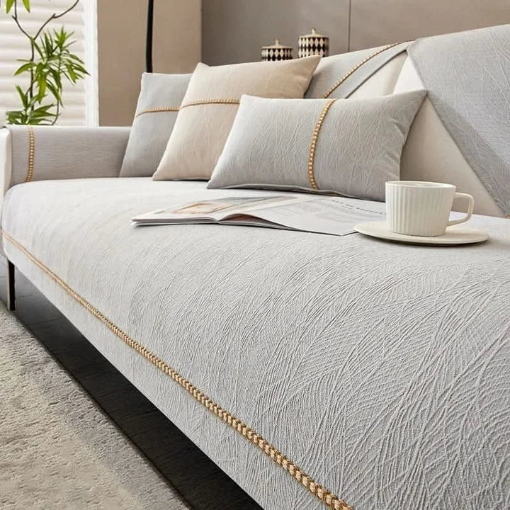 Polyester Sofa Cover with Non-Slip Backing and Machine Washable Care
