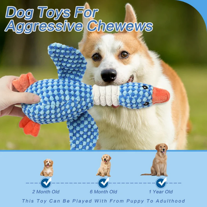 Duck Plush Chew Toy for Dogs with Squeaker