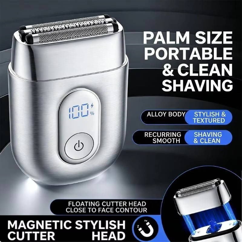 Travel Mens Foil Shaver with 3 Floating Blades  Big LED Display and IPx7 Waterproof