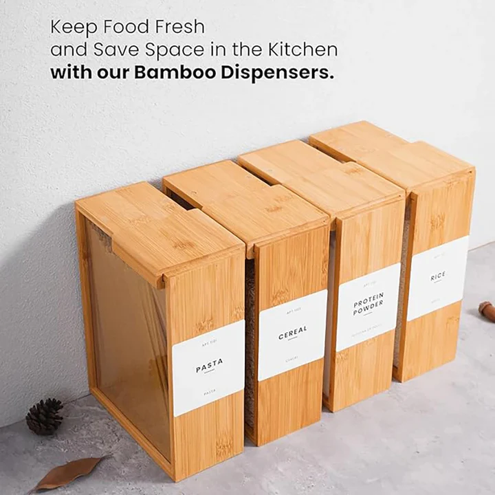 Bamboo Cereal Dispenser and Food Storage Container