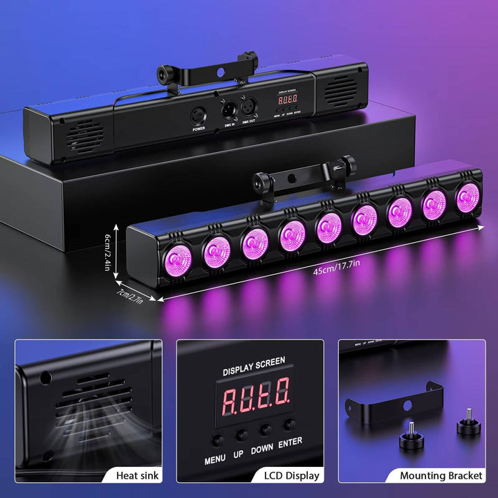 LED Wash Light Bar 36W RGBW Stage DJ Party Light DMX Wall Washer Uplighting