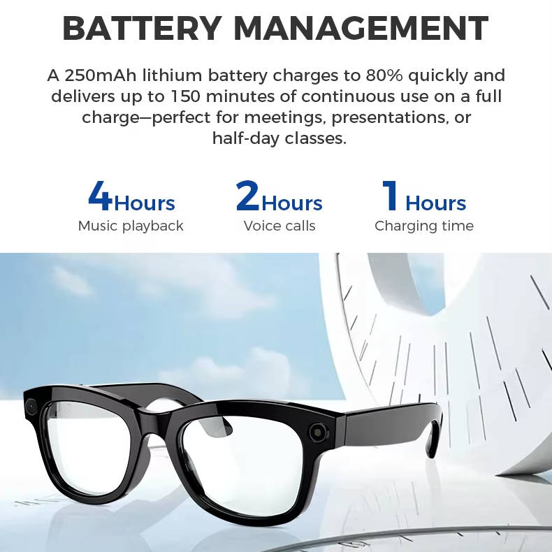 Video Recording Camera Smart Glasses with Bluetooth Audio