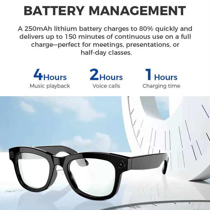 Video Recording Camera Smart Glasses with Bluetooth Audio