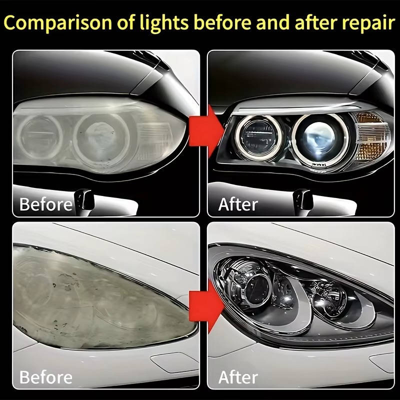 Instant Clear Headlight Restoration Repair Kit for All Vehicle Models, No Polishing Required, 2 Pieces
