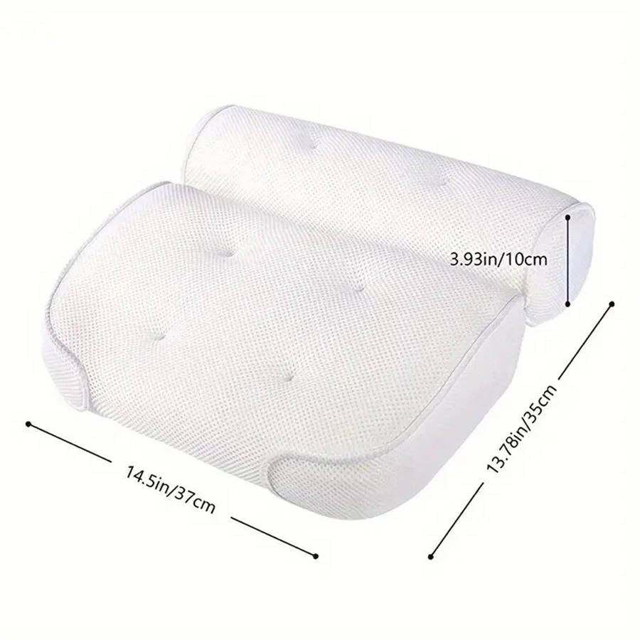 Bath Pillow With Anti-Slip Suction Cups for Neck and Back Support
