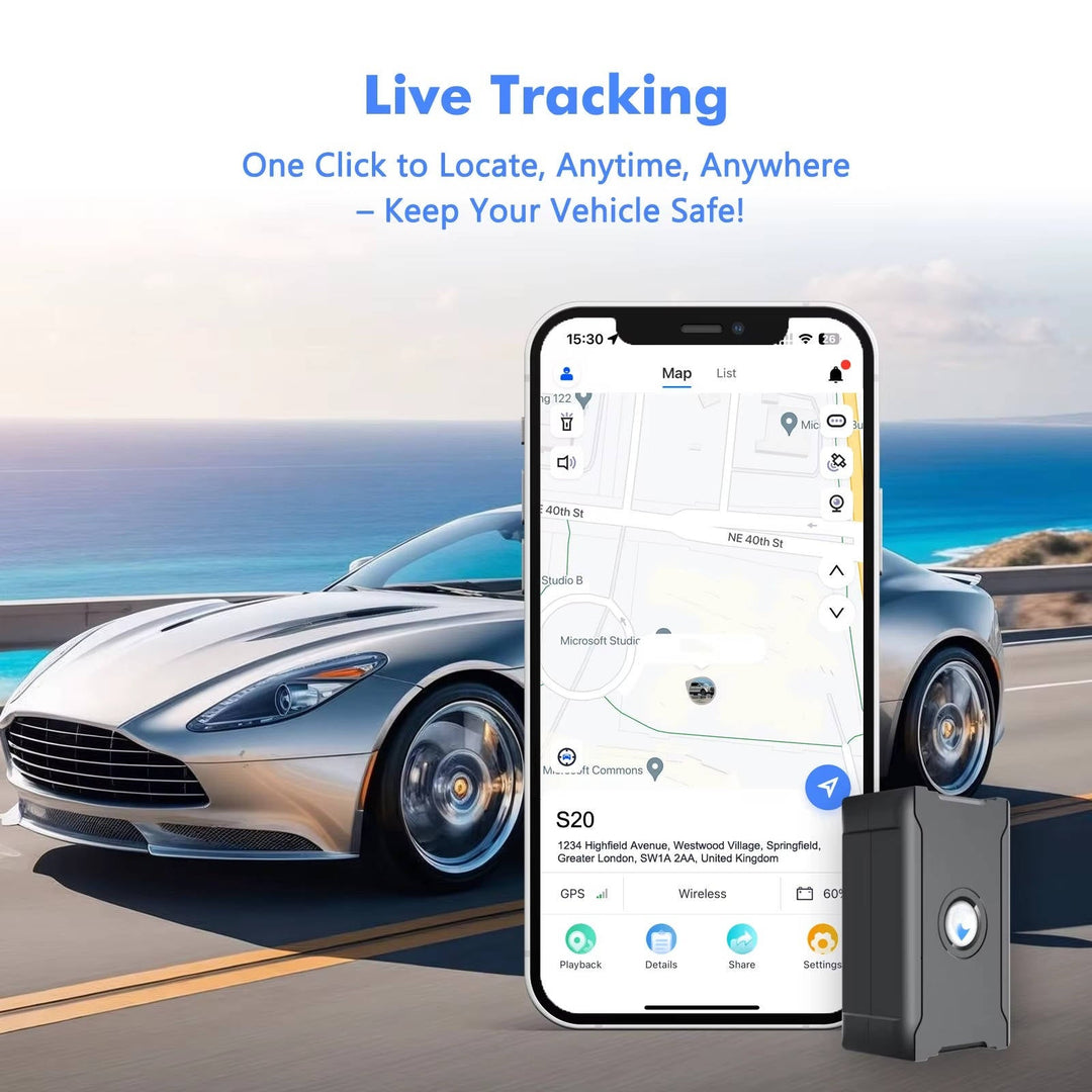 Hidden Wireless GPS Tracker, Global Real Time Car Locator with IoT SIM, Vibration Alarm and Geo Fence, Long Life Anti Theft Device