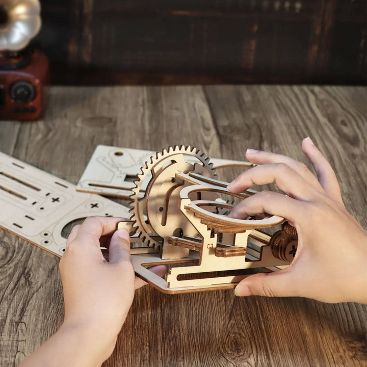 Wooden Marble Run 3D Puzzle Kit DIY Mechanical Building Model