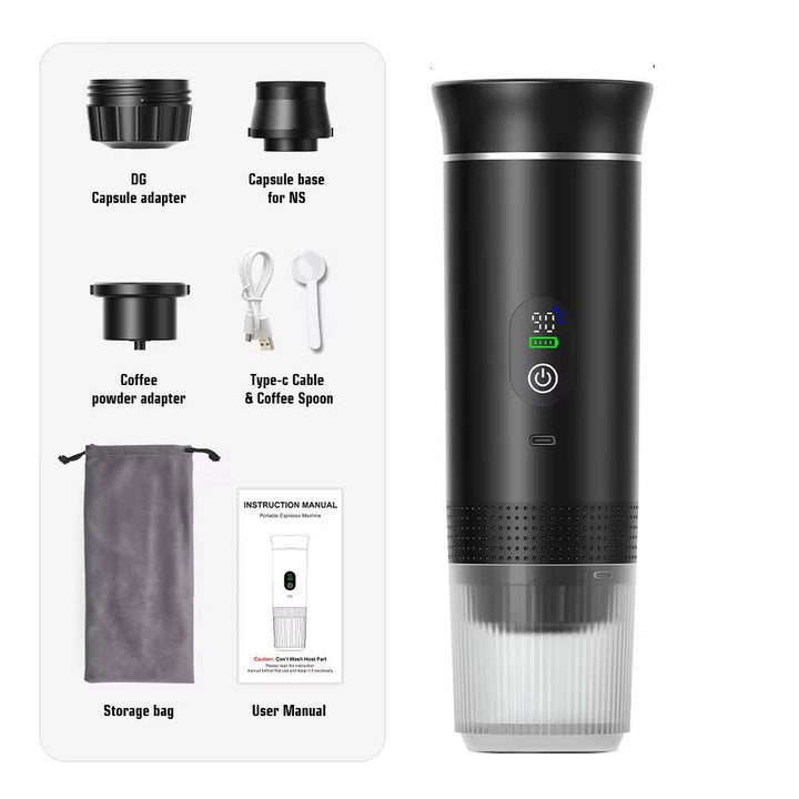 Portable Mini Coffee Machine for Car, Home, Camping, Espresso,Nespresso, Ground Coffee