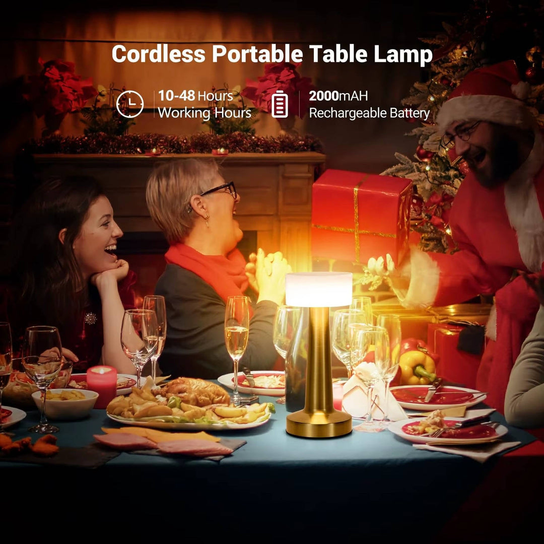 Cordless Table Lamp Rechargeable LED, Metal Accent Lamp for Dining Table Living Room Ambient Lighting