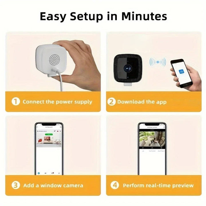1080P Wifi Window Camera, Indoor Home Security Baby Monitor Camera, Night Vision, Two Way Audio, 32G