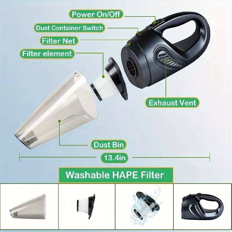 12V Portable Handheld Car Vacuum Cleaner, Mini Auto Vacuum with Strong Suction, Lightweight, Corded, Interior Detailing