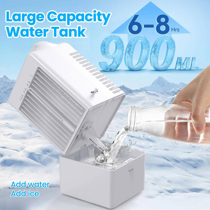 Personal USB Air Cooling Fan, Mini Desktop AC Unit with colourful Ambient Light, 4 Wind Speeds and Intelligent Timer