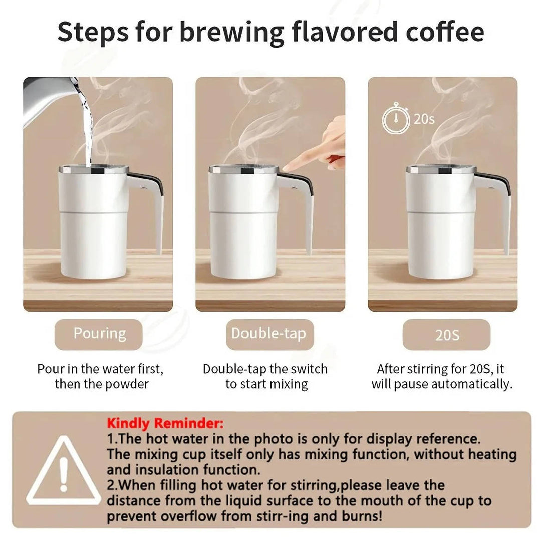 Heated Travel Self Mixing Coffee Mug Waterproof 13 fl oz and USB Rechargeable