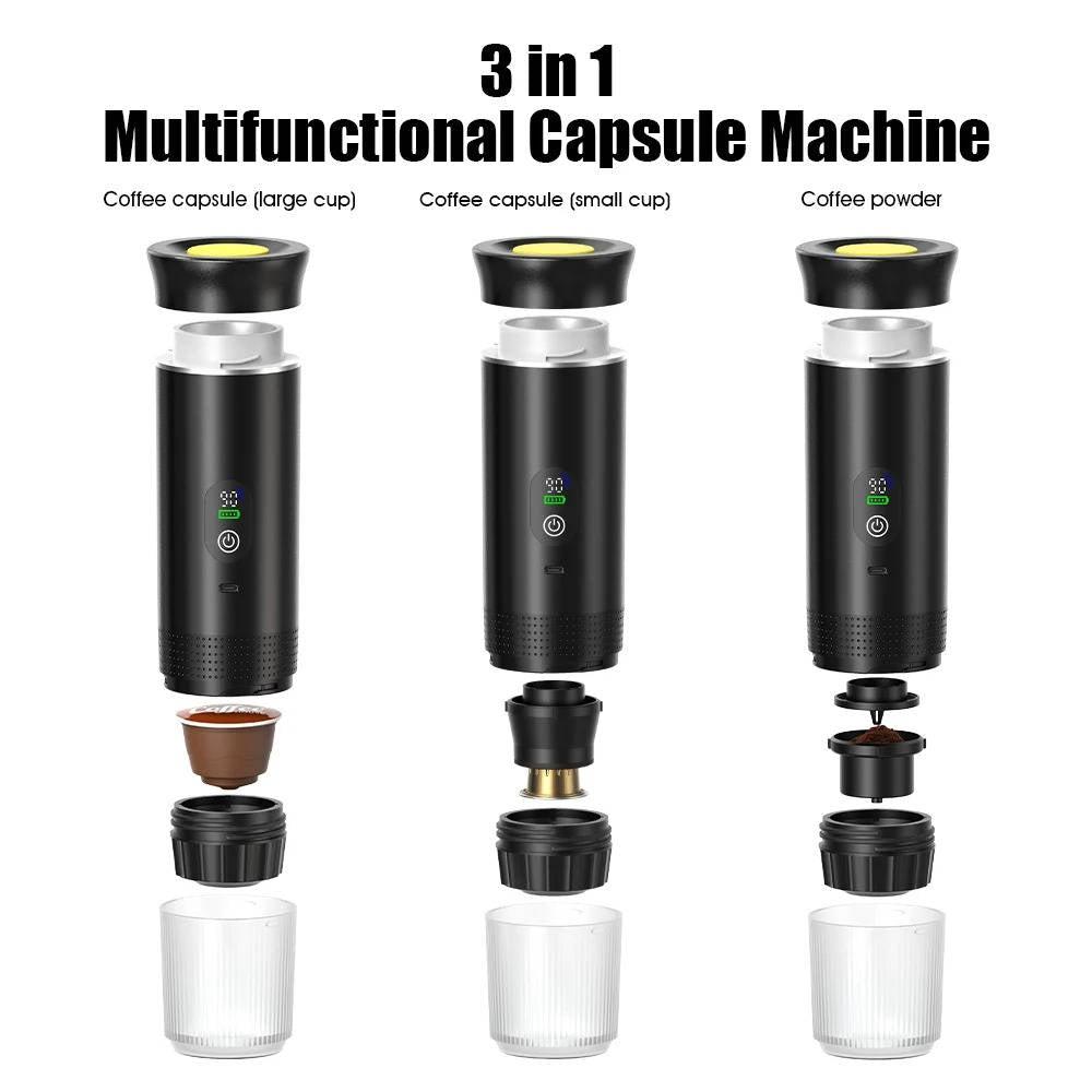 Portable Mini Coffee Machine for Car, Home, Camping, Espresso,Nespresso, Ground Coffee