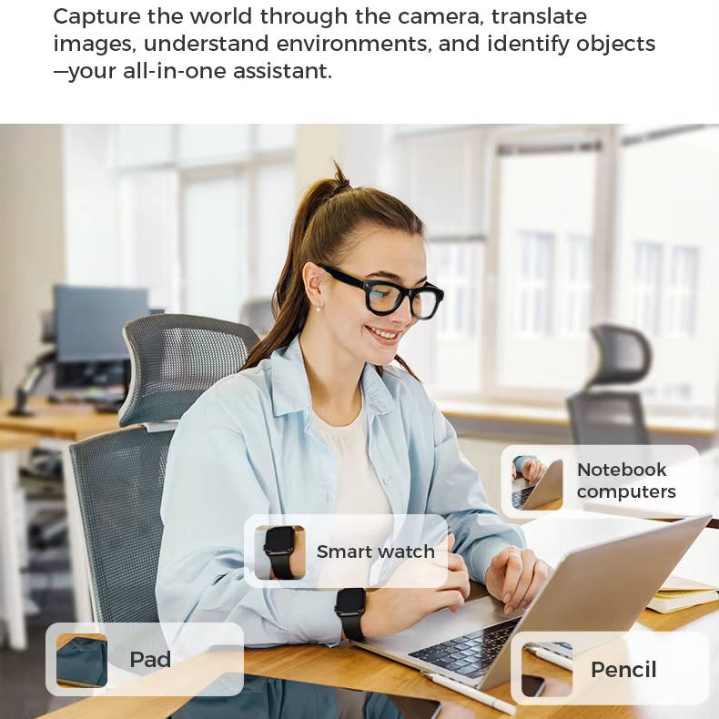 Video Recording Camera Smart Glasses with Bluetooth Audio