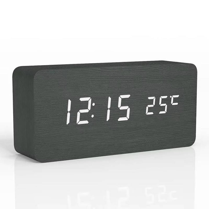 Wooden Digital Alarm Clock with Sound Control and Digital Display