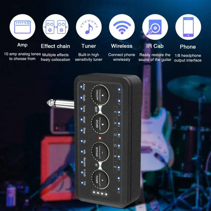 Guitar Plug In Headphone Amp Mini Portable Amplifier for Acoustic Bass Practice